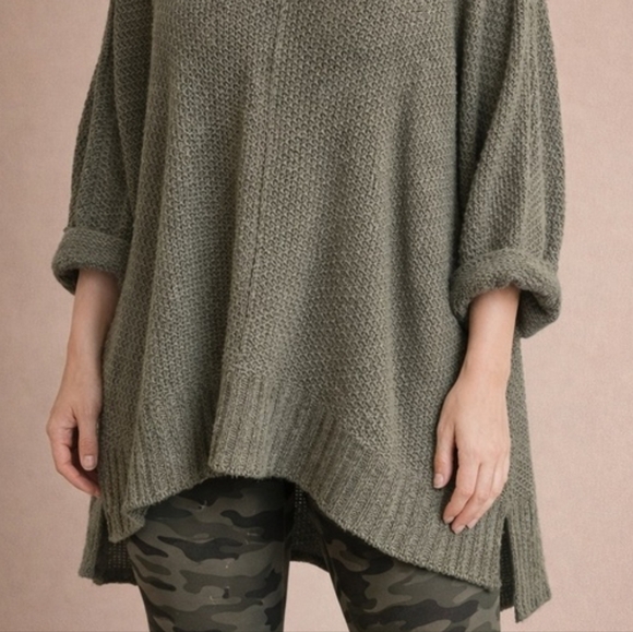 EUC✨ WISHLIST green open-knit oversized M/L v-neck sweater - Picture 3 of 16